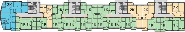 Планировка 12 этажа в доме Литер 19 в Микрорайон Красный Аксай