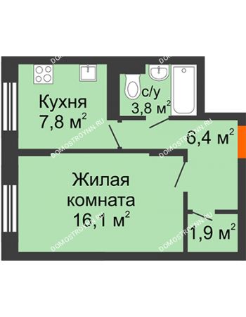 1 комнатная квартира 36 м² в ЖК Жюль Верн, дом № 1, корпус 2