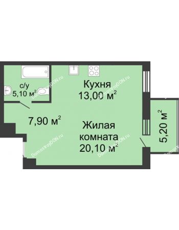 1 комнатная квартира 51,3 м² - ЖК Нахичевань