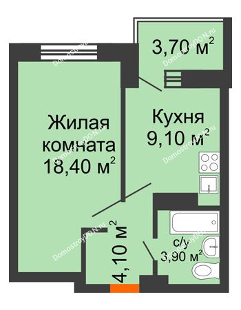 1 комнатная квартира 39,2 м² - ЖК Zапад (Запад)
