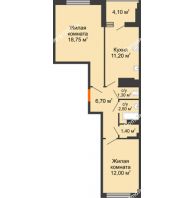2 комнатная квартира 56,75 м² в ЖК Грин Парк, дом Литер 1 - планировка