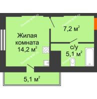 Студия 31,6 м², ЖК Космолет - планировка