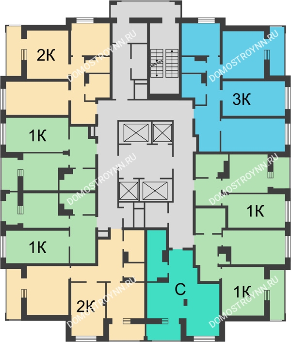 Планировка 3 этажа в доме №8 в ЖК Аквамарин