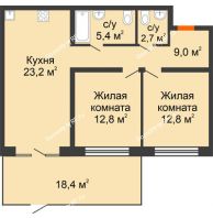 2 комнатная квартира 84,66 м² в ЖК Андерсен парк, дом ГП-5 - планировка
