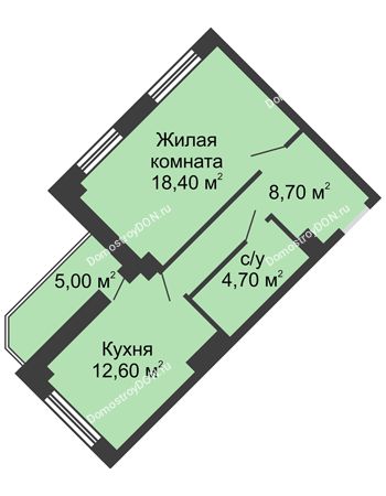 1 комнатная квартира 46,9 м² - ЖК Крылья Ростова