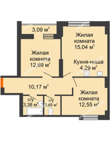 2 комнатная квартира 63,86 м² - ЖК Олимпийский