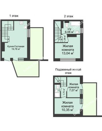 4 комнатная квартира 73 м² в КП Баден-Баден, дом № 26 (от 73 до 105 м2)