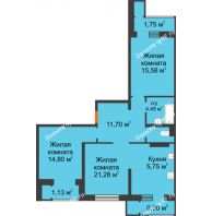 3 комнатная квартира 81,15 м² в ЖК Стрижи, дом Литер 3 - планировка