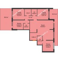 4 комнатная квартира 138,54 м² в Жилой Район Никольский, дом ГП-54 - планировка