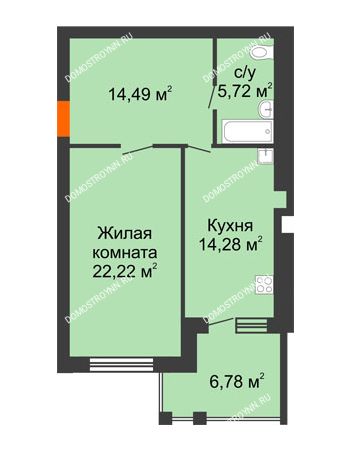 1 комнатная квартира 60,09 м² в ЖК Свобода, дом 2 очередь