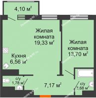 1 комнатная квартира 53,45 м² в МКР Родные просторы, дом Литер 9 - планировка