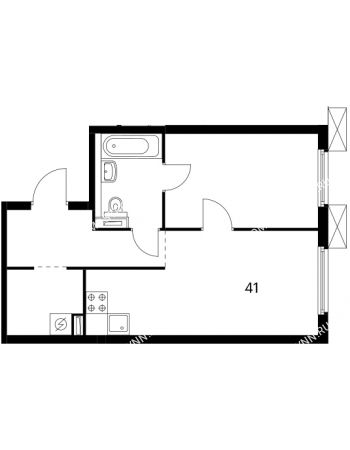 1 комнатная квартира 41 м² в ЖК Савин парк, дом корпус 6