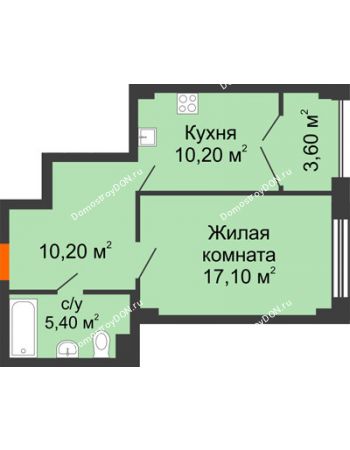 1 комнатная квартира 46,5 м² - ЖК Гагарин