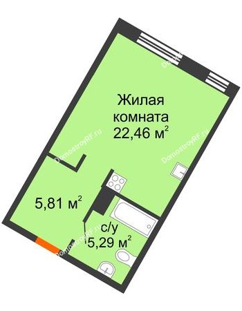 Студия 33,56 м² в ЖК DOK (ДОК), дом ГП-1.2