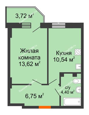 1 комнатная квартира 36,43 м² в ЖК Свобода, дом №2