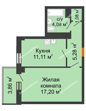 1 комнатная квартира 39,91 м² в ЖК Сокол на Оганова, дом Литер 4