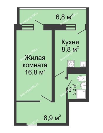 1 комнатная квартира 41,3 м² в ЖК Звезда Столицы, дом Литер 1