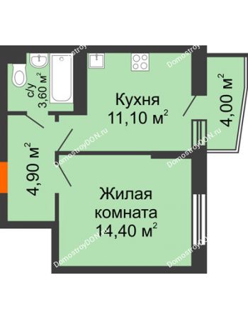 1 комнатная квартира 35,8 м² в ЖК Династия, дом Литер 2