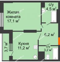 1 комнатная квартира 45,9 м², ЖК Космолет - планировка