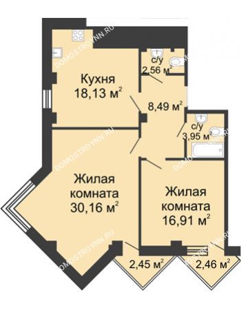 2 комнатная квартира 82,65 м² - ЖК С видом на Небо!