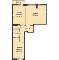 2 комнатная квартира 78,08 м², ЖК Орбита - планировка