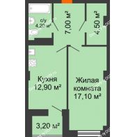 1 комнатная квартира 47,26 м² в ЖК Сокол Градъ, дом Литер 3 - планировка