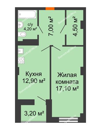 1 комнатная квартира 47,26 м² в ЖК Сокол Градъ, дом Литер 3 (6)