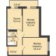 2 комнатная квартира 51,9 м² в ЖК SkyPark (Скайпарк), дом Литер 1, корпус 2, 1 этап - планировка