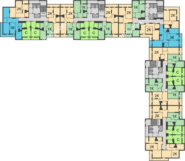 Планировка 3 этажа в доме № 1 в ЖК Олимпия Парк