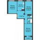 3 комнатная квартира 78,37 м² в ЖК Облака, дом № 2 - планировка