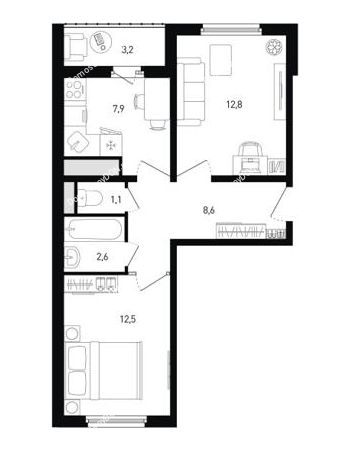 2 комнатная квартира 47,1 м² в ЖК Левенцовка парк, дом Корпус 8-10.2