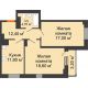 2 комнатная квартира 61,4 м² в ЖК На Высоте, дом 2 этап - планировка