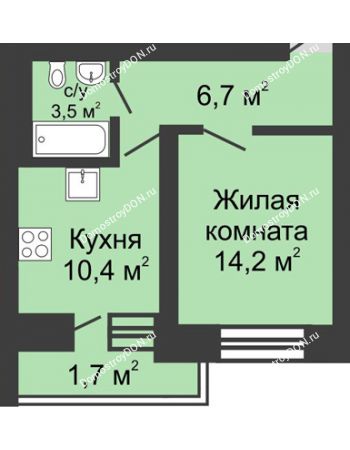 1 комнатная квартира 36,5 м² в ЖК Династия, дом Литер 1