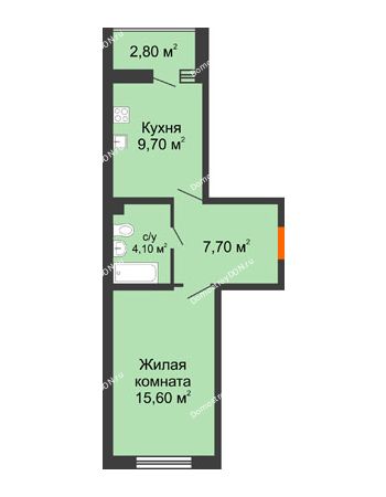 1 комнатная квартира 38,5 м² в ЖК Вересаево, дом Литер 3