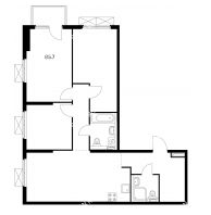 3 комнатная квартира 85,7 м² в ЖК Савин парк, дом корпус 1 - планировка
