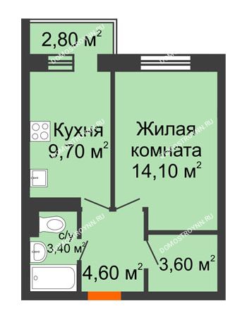1 комнатная квартира 36,2 м² в ЖК Жюль Верн, дом № 1, корпус 1