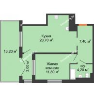 1 комнатная квартира 60,3 м² в ЖК Ожогино, дом ГП-6 - планировка