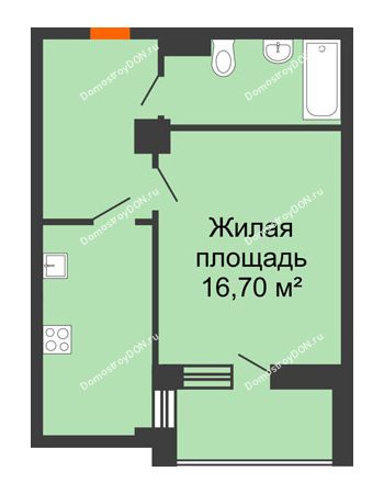 1 комнатная квартира 40,93 м² в ЖК Сокол Градъ, дом Литер 1 (8)