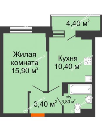 1 комнатная квартира 35,7 м² в ЖК Династия, дом Литер 2