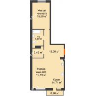 2 комнатная квартира 72,92 м² в ЖК Норма, дом № 2 - планировка