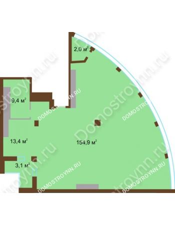 1 комнатная квартира 182,8 м² в ЖК Монолит, дом № 89, корп. 1, 2