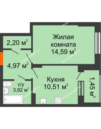 1 комнатная квартира 37,64 м² в ЖК Суворов-Сити, дом № 1