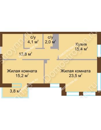 2 комнатная квартира 75,9 м² - ЖД по ул. Почаинская