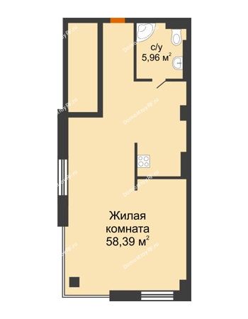 2 комнатная квартира 64,35 м² - Клубный дом Vivaldi (Вивальди)