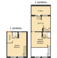 2 комнатная квартира 110,24 м² в ЖК Бунин, дом 1 этап, секции 11,12,13,14 - планировка