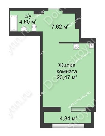 Студия 38,11 м² в ЖК Караваиха, дом № 5