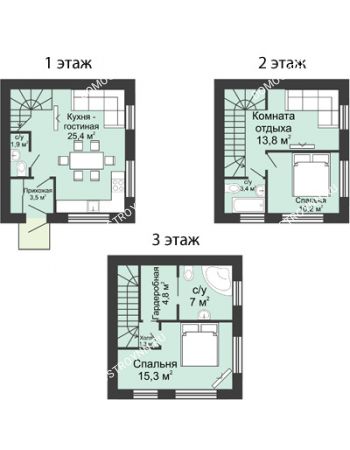 4 комнатная квартира 96 м² в  КП Долина, дом № 17 (от 96 до 194 м2)