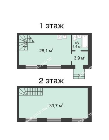 4 комнатная квартира 69,5 м² в Микрогород Стрижи, дом 1 типа