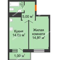1 комнатная квартира 38,6 м², ЖК Клубный дом на Мечникова - планировка