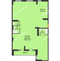 Студия 129,89 м², ЖК Орбита - планировка